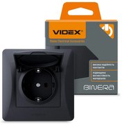 Videx Binera fekete színű süllyesztett földelt aljzat csapófedéllel