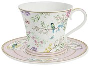 Porcelán nagy reggeliző csésze diszdobozban 350 ml Birds Melody