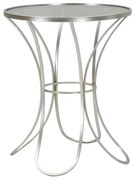 Ezüst színű fém asztal edzett üveglappal – Ø 56x68 cm
