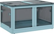 HOMCOM Összecsukható Tárolódoboz Fedéllel 69L, Gördíthető Szervező Doboz 5-Oldalas Hozzáféréssel 60x42x34 cm Kék | Aosom