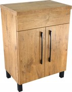 Fürdőszoba szekrény mosdó alá Álló munkalap Lábtartó polc komód 60 tölgy