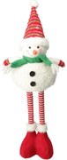 Álló hóember zöld sállal, teleszkópos lábakkal, 57cm