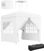 Outsunny Összecsukható Pop-up Zöldség 2.5x2.5 m 4 Antitartó UV Oldalfallal és Hordtáskával a Kempingezéshez és Bulikhoz – Fehér | Aosom