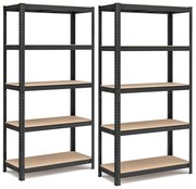 5-szintes acél polcrendszer, 2db, fekete