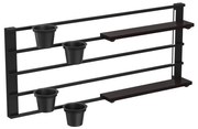 Fali polc virágcserepekkel és LED világítással SHELF 50x118 cm fekete/fenyő