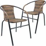 Kerti bisztró szék szett egymásra rakható 2 db barna