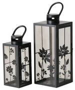 Lámpás 2 db szett virágos fekete fém és üveg Esra