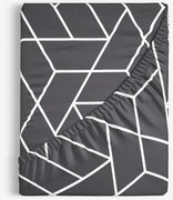 Goldea pamut körgumis lepedő - mozaik minta, sötétszürke alapon 80 x 160 cm