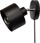 Fali lámpa kábellel kicsi fekete fém ezo vödör