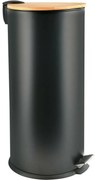 Spirella Pedálový odpadkový koš s bambusovým víkemAdonis 30 l, matná černá