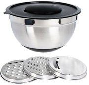 Rozsdamentes acél tál fedéllel és reszelővel