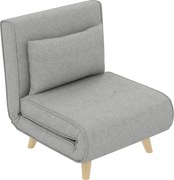 HOMCOM Egyszemélyes Kanapéágy Hajtható Fotel Műszőtt Vászonnal, Állítható Háttámlával 6 Pozícióban és Párnával, 72x78x79 cm, Világosszürke | Aosom