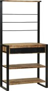 vidaXL Konyhai polc Barna és fekete 80 x 40 x 160 cm Tömör Mangófát