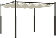 Outsunny Pergola Pavilon 3x3 m Vízálló Kihúzható Rugalmas Tetővel, Pavilon a Kert Terasz Erkély Veranda Patióra medencénk külsején, Fém Struktúrával,