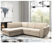 SERPA balos L alakú kihúzható sarokkanapé tárolóval, bézs