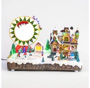 LED RGB Animált karácsonyi dekoráció zenével 30xLED/1,5W/230V havas falu