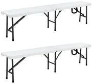 Casaria® 2 darabos összecsukható pad szett 180 cm - fehér