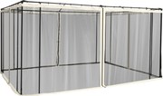 Outsunny 4 oldalfalú panel 3,4x2 cm-es kertipavilonhoz, hálós anyaggal, cipzárakkal és gyűrűkkel, fekete | Aosom