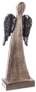 InDecor Mangófából készült angyal,kéregszárnyakkal, 11 x 6 x 32 cm