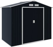 Outsunny kertiszerszám-tároló 2,42 m², kertiház ferde tetővel, tolóajtó, alap, 213 x 130 x 185 cm, horganyzott acélból készült, időjárásálló, kerthez,