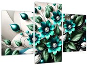 Kép - 3D türkiz virágok (90x60 cm)