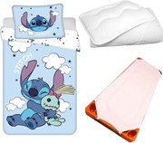 Disney Lilo és Stitch, A csillagkutya Pink Clouds gyerek, ovis ágyneműhuzat, derékalj és paplan/párna szett 100x135 cm 40x60 cm