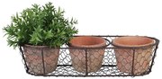 3 db terrakotta virágcserép drótkosárban - Esschert Design