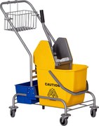 HOMCOM Takarítókocsi 25L-os Felmosó Vödörrel és Polcokkal Szállodákhoz és Irodákhoz 72x49.5x95 cm Sárga | Aosom