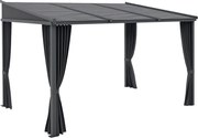 Outsunny Pergola, 3.65 x 2.55 m Pavilon, Teraszkábel Kivehető Tetővel, Kertipergola Függönyökkel, Kerthez és Udvarhoz, Alumínium + Fém, Sötétszürke |