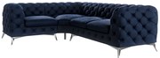 Sötétkék bársony sarokkanapé (bal oldali-L alakú) Chelsea – Ropez