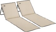 Outsunny 2 db-os Strandmatrac, Összecsukható Strandfotel Hordozótáskával, Állítható Fekvőszék, Napozóágy 110 kg Teherbírás, Strandmatrac, Magazinzsebb