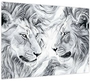 Kép - Rajzolt oroszlánfejek (70x50 cm)