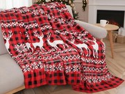 Karácsonyi mikroplüss sherpa pléd NORDIC DEERS, piros Méret: 200 x 220 cm