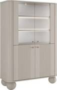 Vesper négyajtós vitrines szekrény 103 cm - kasmír / arany fogantyúk / gömb lábak