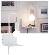 Paulmann 79812 - 1xE27/40W fali lámpatest polccal és USB-porttal CALVANI 230V fehér