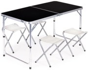 Összecsukható kempingasztal 120x60cm és 4 szék Black