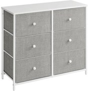 Tároló szekrény hat fiókkal, ruhás szekrény, fehér és világosszürke 80x30x85cm