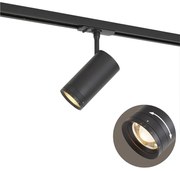 Modern fekete spotlámpa 1 fázisú sínrendszerhez, LED-del, forgatható és dönthető - Iconic Zoom