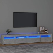betonszürke TV-szekrény LED-lámpákkal 240x35x40 cm