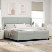 vidaXL Boxrugós ágy matracmal Világosszürke 200 x 200 cm Poliészter