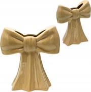 Kerámia váza bézs masnival 24x13,5x25,5 cm dekoratív