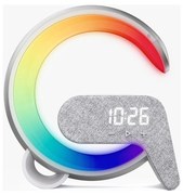 Immax 08987L-LED RGB Dimmelhető lámpa ébresztőórával és Qi töltéssel 30W/230V ezüst