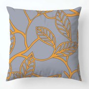 Szatén párnahuzat 40x40 Levelek narancssárga szürke Szatén