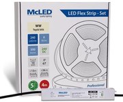 McLED  LED szalag - készlet 4 m, 240 LED/m, WW, 6 W/m, DC 24V, 500 lm/m, CRI90, IP67, 10 mm, Vezető 3 m ML-126.034.90.S04001