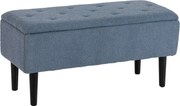 HOMCOM Tároló Pad, Ágy Pad, Kárpitozott Pad Felnyitható Fedéllel, Velúr Hatás, Ládával, Nappaliba, Hálószobába, Kék, 95 x 38 x 45 cm | Aosom