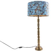 Art Deco asztali lámpa bronz 35 cm-es árnyékolóval, pillangó mintával - Torre