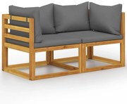 kétszemélyes kerti pad sötétszürke párnákkal