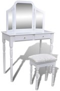 2 fiókos fehér fésülködőasztal 3 az 1-ben tükörrel, zsámollyal