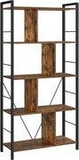 Könyvespolc, tárolópolc, rusztikus barna 150x74x30cm