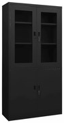 fekete acél irodai szekrény 90 x 40 x 180 cm